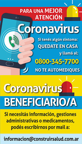 Si necesitas informaci�n, gestiones administrativas o medicamentos podes escribirnos por mail a: informacion@construirsalud.com.ar